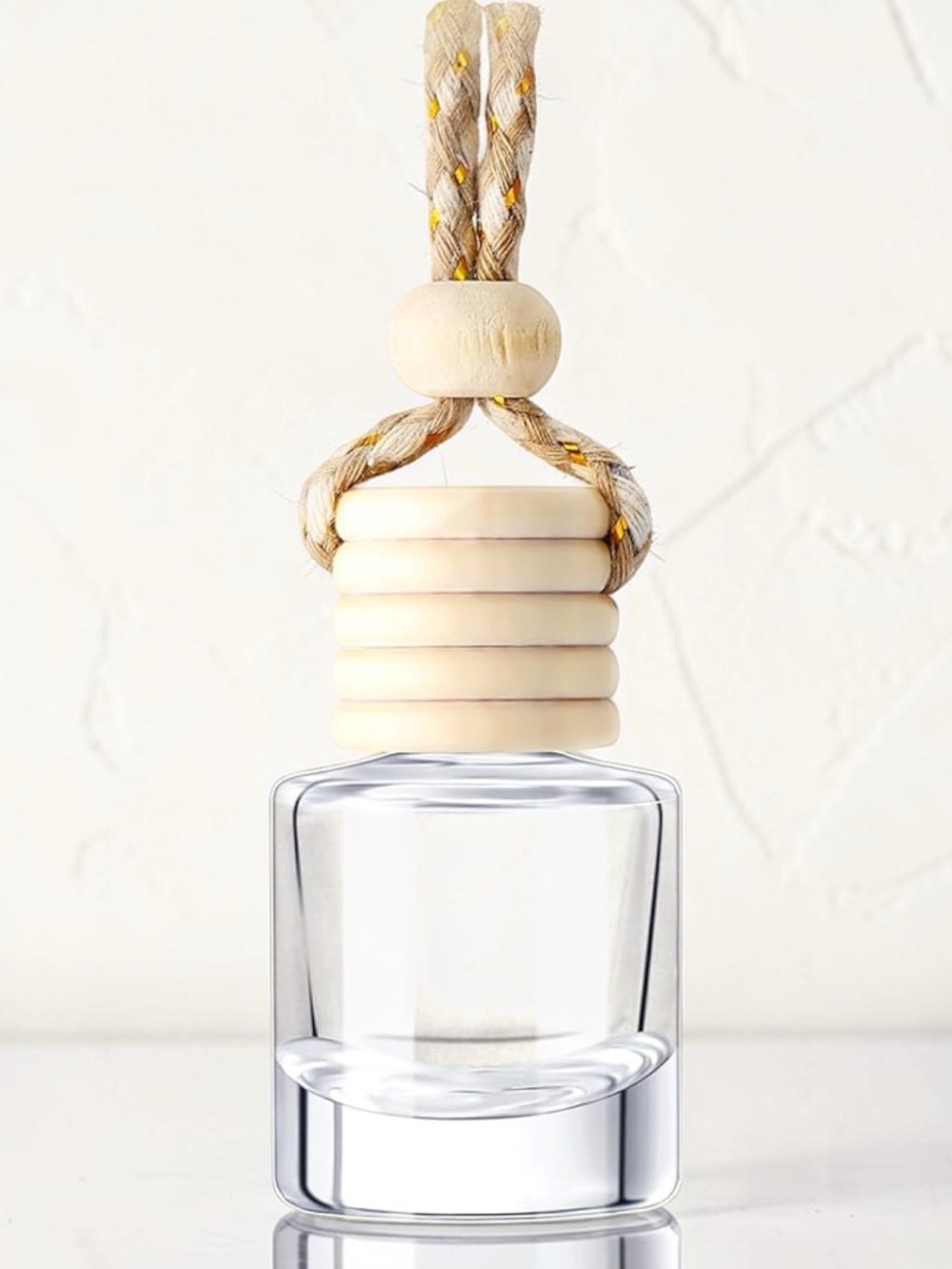 Bourbon Wood Glass Car Diffuser with Natural Rope